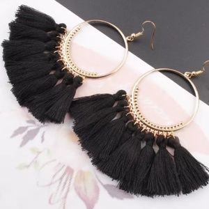 Black tassel earrings
